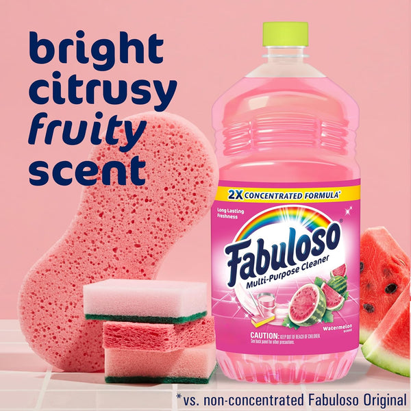 Fabuloso Multi-Purpose Cleaner & Floor Cleaner, 2X Concentrated, Watermelon Scent, 56 Fluid Ounces