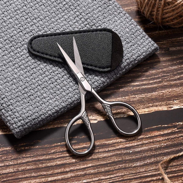 Small Precision Scissors, 3.5Inch Stainless Steel Multi-Purpose Vintage Beauty Grooming Kit for Facial Hair, Eyebrow, Eyelash, Beard, Moustache