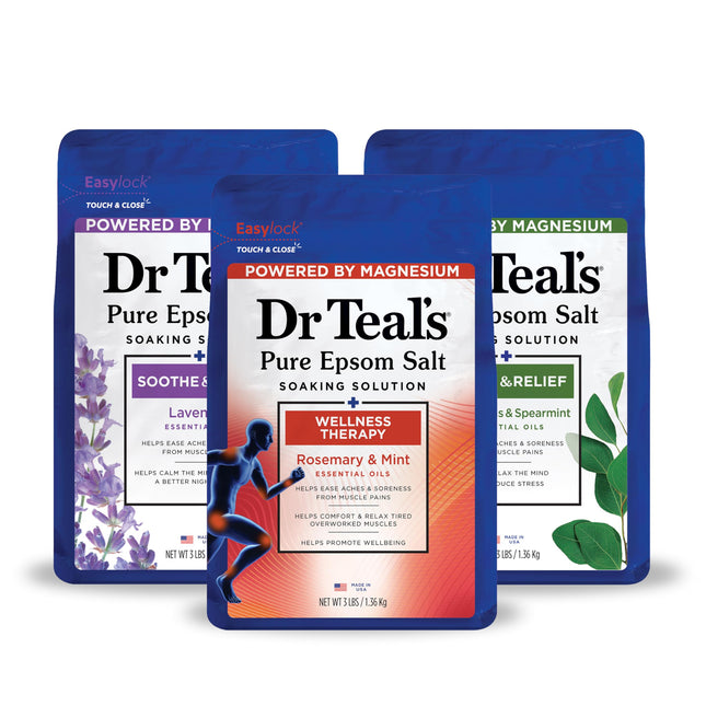 Dr Teal'S Pure Epsom Salt, Lavender, Eucalyptus & Wellness Trio Bundle, 3 Lbs (P