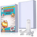 Zonon 5 Set Comic Book Display Case Set, Include Comic Book Sleeves and Clear Plastic Easels, 7.6 x 10.7 Inch Magazine Protectors for Collectors