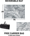 Outdoor Plastic Straw Rug - 6x9Ft Waterproof Reversible Patio Mat for Deck, Beach, RV, Camper, Backyard 6' x 9' (Rectangular) Cool Gray