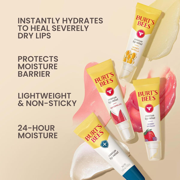 Burt'S Bees Rescue Lip Relief, Honey Vanilla, Hydrating Lip Balm for Dry Cracked Lips, with Responsbily Sourced Beeswax and Shea Butter, 100%