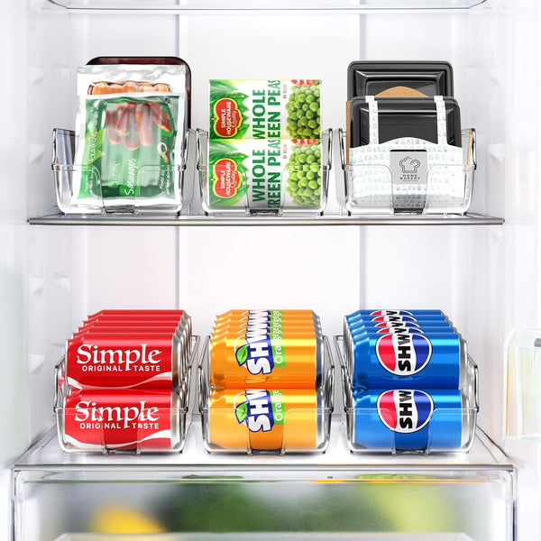 Simple Houseware Soda Can Organizer for Pantry / Refrigerator, Clear, Set of 2