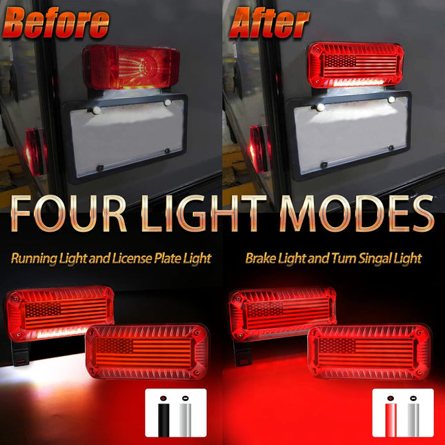 RV Tail Lights, 57 LED RV Camper Trailer Tail Lights with Running/Turn Signal/Brake/Stop License Plate Light Surface Mou