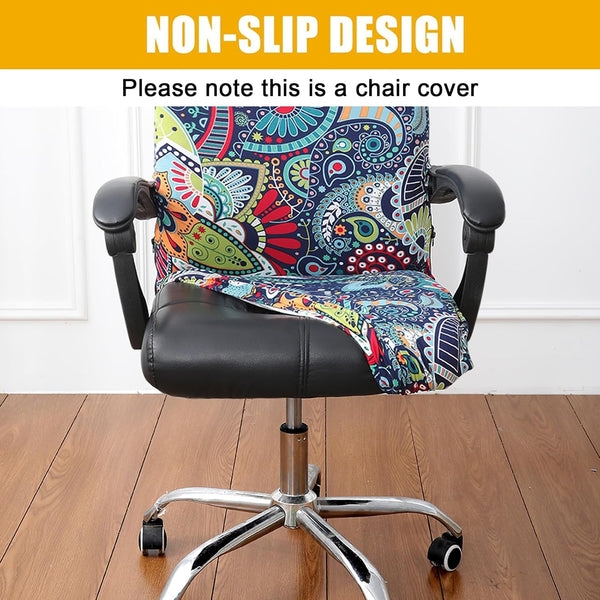 Smiry Stretch Printed Computer Office Chair Covers, Soft Fit Universal Desk Rotating Chair Slipcovers, Removable Washable Anti-Dust Spandex Chair