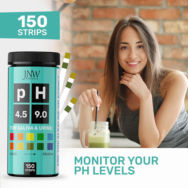 JNW Direct pH Test Strips for Urine and Saliva - 150 Litmus Paper Strips 4.5-9 pH Test Strips