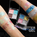 FANDAMEI Face Glitter, Body Glitter for Women, 2PCS 8 Colors Glitter Gel for Face, Hair Glitter for Kids, Fairy Rave Mermaid Makeup pink/red/light
