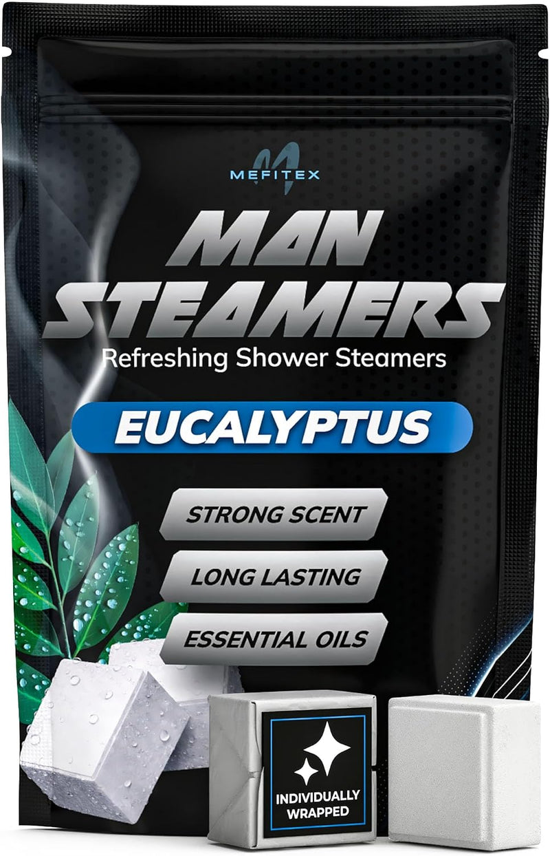 Shower Steamers for Men - 15 Pack Eucalyptus Aromatherapy Shower Steamers, Strong Scent, Long Lasting, Premium Essential Oils, Gifts for Men