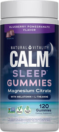 Natural Vitality SLEEP Gummies, Magnesium Supplement with Melatonin and L-Theanine, Vegan, Gluten Free, Helps the Body Ease into Sleep, Blueberry