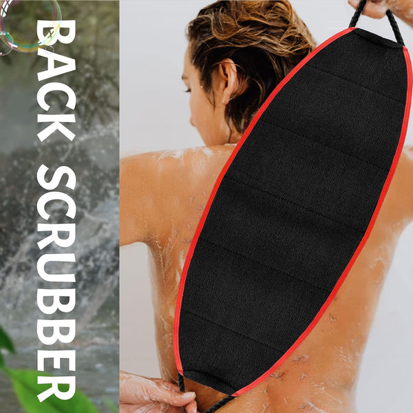 Evridwear Exfoliating Body Scrubber with Handles Back Washer Back Scrubber for Shower Bath Dry Skin Whole Body Deep Clean Men Women(Moderate) Red