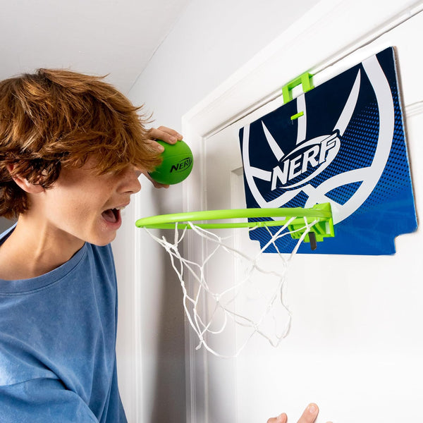 Nerf Mini Over the Door Basketball Hoop - Nerfoop Indoor Basketball Hoop for Kids - Toy Door Basketball Hoop + Mini Foam Basketball Game Set -