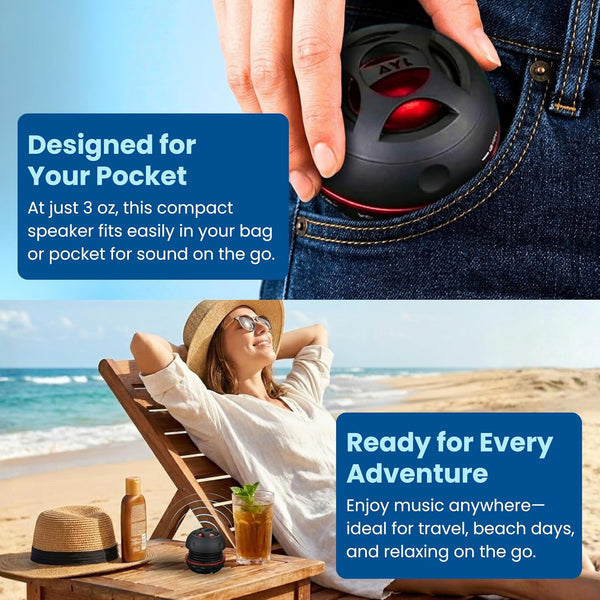 AYL Mini Speaker System, Portable Plug-in Speaker with 3.5mm Aux Input & 3.5 mm Jack, External Audio for Laptop, MP3, iPhone – Small Wireless