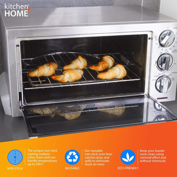 Kitchen + Home Toaster Oven Liner - Heavy Duty 100% PFOA & BPA Free – Non-stick Reusable Toaster Oven Liner - 2 Pack