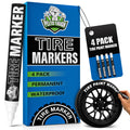 Pelto White Paint Tire Marker For Tire Lettering 4-Pack, Permanent Tire Pen | Permanent Tire Paint Pens with Weatherproof Ink Designed to Last on