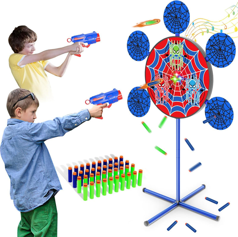 Shooting Games Toys for Nerf Gun Party, Shooting Targets with Toy Guns 10 Foam Darts Kids Outdoor Indoor Toys for Birthday Easter Xmas Gifts for 4