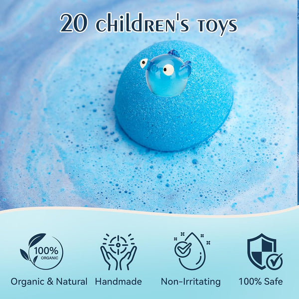 20 Pack Bath Bombs for Kids with Surprise Inside Bubble Bath Toys Organic Natural Bath Bombs Set Easter Basket Stuffers Birthday Christmas Gift