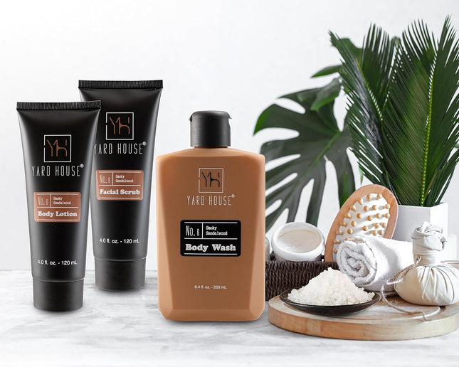Luxury Mens Bath and Body Gift Set Basket for Him - Smoky Sandalwood - All Natur