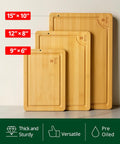 ROYAL CRAFT WOOD Wooden Cutting Boards for Kitchen Meal Prep & Serving - Bamboo Wood Serving Board Set with Deep Juice Groove Side Handles -