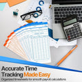 Flexzion Monthly Time Cards for Employees - Dual-Sided, Orange/Blue Attendance Tracker, 270-Piece Time Sheets Compatible with 6-Column Time Clock