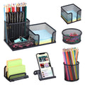 Pen Holder for Desk, 6 Pieces Mesh Desk Organizer Set 3 Compartments Pens Holder, Mail Organizer Letter Holder Home Office Supplies Caddy Storage