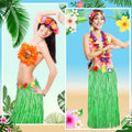 Hawaiian Party Table Skirt Decorations, 2PCS Green Luau Party Table Skirt Decorations, 108 X 29.5" Grass Skirts Luau Party Favors, Luau Table