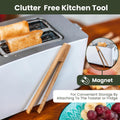 Toaster Tongs With Magnet | Kitchen Utensils For Cooking and Holding Toast Bacon Muffin Bagel Bread | 8 Inch Long Natural Non Toxic Bamboo 1 pc -