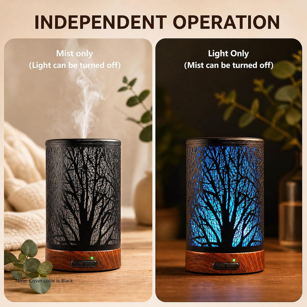 EQUSUPRO Essential Oil Diffuser 150ml Black Metal Aromatherapy Oil Diffuser Ultrasonic Cool Mist Diffuser with Auto Shut-Off Protection,7 Colors