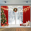 CYLYH 7X5Ft Christmas Window Backdrop for Photography Winter Snow Scene Xmas Party Decorations Background Christmas Festival Party Banner Backdrop