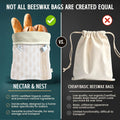 Nectar & Nest Reusable Bread Bags for Homemade Bread (2 Pack) - XL Cotton Beeswax Bags, Sourdough Bag, Beeswax Bag, Sourdough Storage