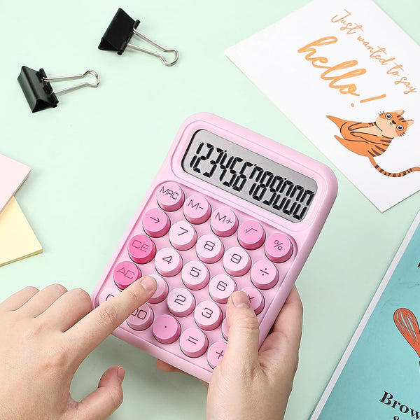 Mr. Pen- Mechanical Switch Calculator, 12 Digit Large LCD Display, Pink