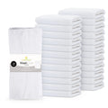 GOLD TEXTILES 24 Pack Economy White Washcloths Set (12x12 inches) - Cotton Blend Commercial Grade Cleaning Rags, Quick Drying & Soft Face Cloths,