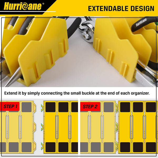 HURRICANE 2-Pack Plier Organizer Rack, 20-Slot Tool Box Organizer with Non-Slip Base, Extendable Drawer Storage for Pliers, Cutters & Hand Tools,