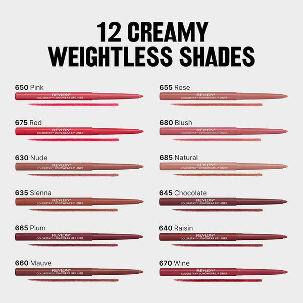Revlon Colorstay Lip Liner with Built-In Sharpener, Valentine'S Day Makeup Gifts for Women, Longwear Rich Colors, Smooth Application, 670 Wine,