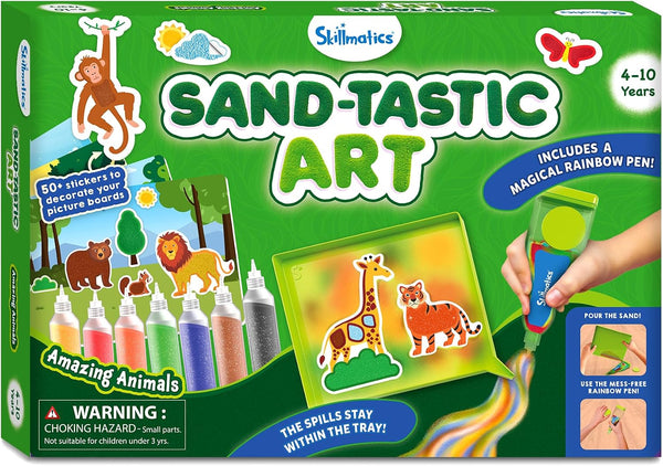 Skillmatics Sand Art Activity - Animals, Create & Stick 50+ Colorful Stickers, Creative Craft Kits & Supplies for Kids, Gifts for Girls & Boys