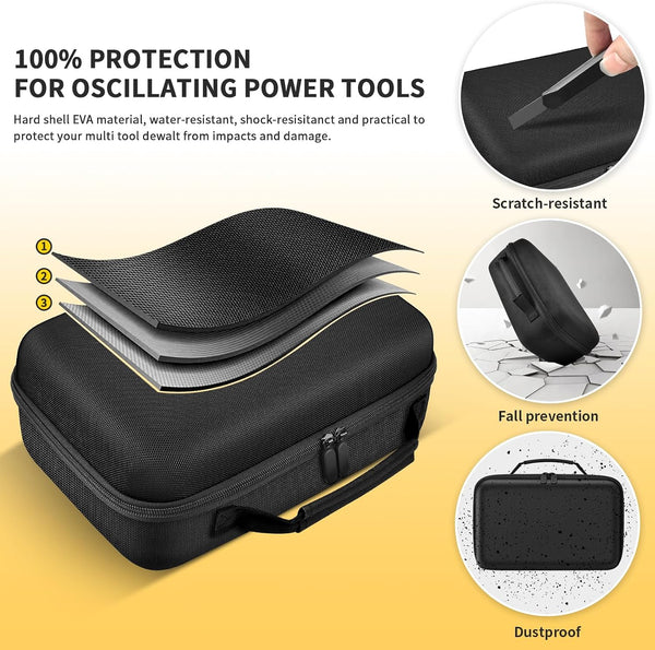 PAIYULE Oscillating Tool Case for DEWALT DCS356B/DCS354B, Box Only | Hard EVA Shell, Custom-Fit Storage, Blade Organizer and Room for Two