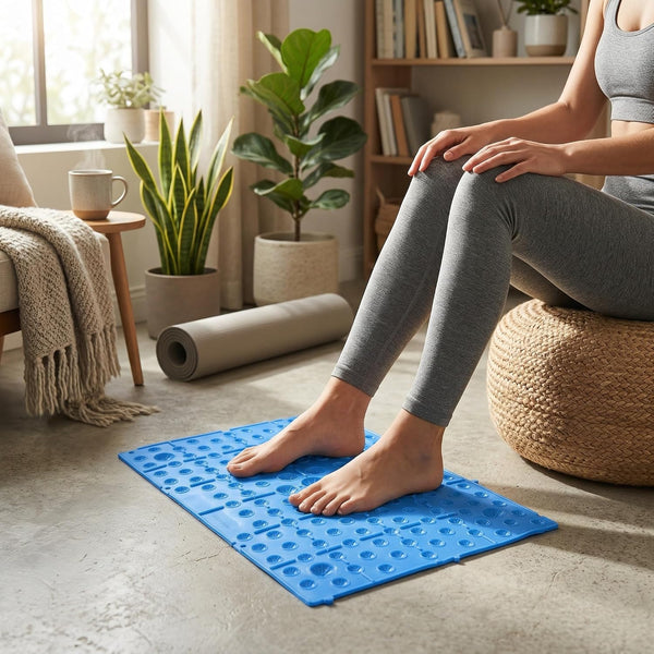 Foot Massage Mat Blood Circulation Tension Release Pad TPE Colorful Foot Acupressure Mat for Home Party Game(Blue)