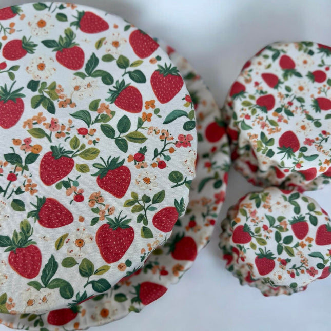 (4-Pack) Sourdough Reuseable Jar & Bowl Covers | Cute Baking Gift | 100% Cotton | Washable | Bread Proofing | Kitchen Food Storage Gifting |