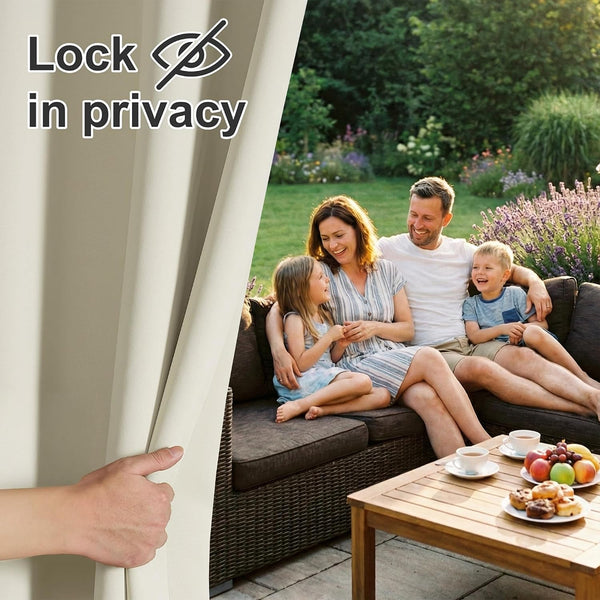 RYB HOME Outdoor Curtains for Patio Deck,Waterproof & Block Sunlight Beige 52"W x 63"L (Pack of 1)