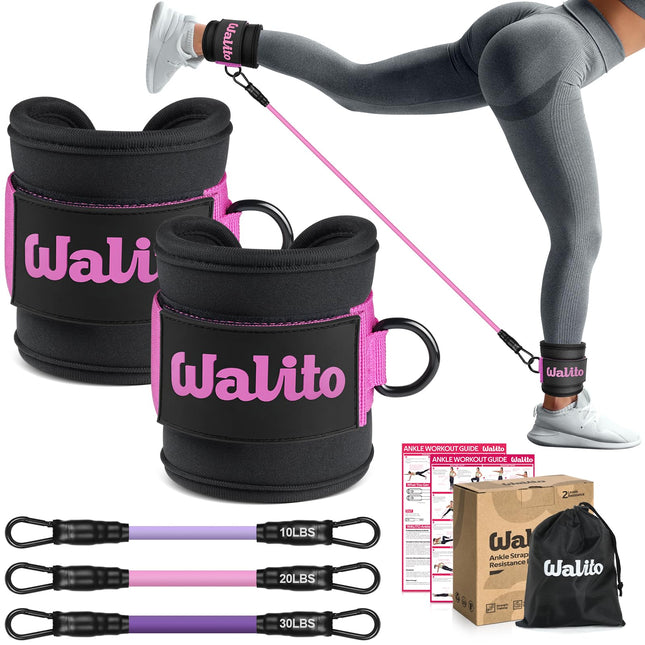 WALITO Ankle Resistance Bands with Cuffs, Exercise Bands for Legs and Butt, Boot