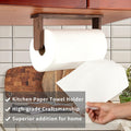 Wood-Paper-Towel-Holder-Under-Cabinet-Kitchen-Handmade - Wall Mounted/Adhesive No Drill Sturdy Roll Hanging Organizer, Horizontal Papertowel
