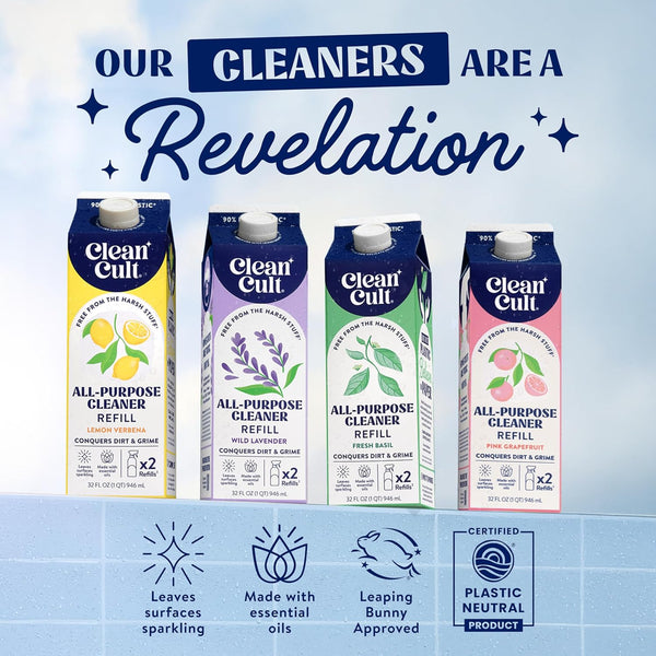Cleancult - Lemon Verbena - All Purpose Cleaner - Refillable Aluminum Bottle - Cleaner Spray That Removes Dirty & Grime - 16 Oz - 1 Pack