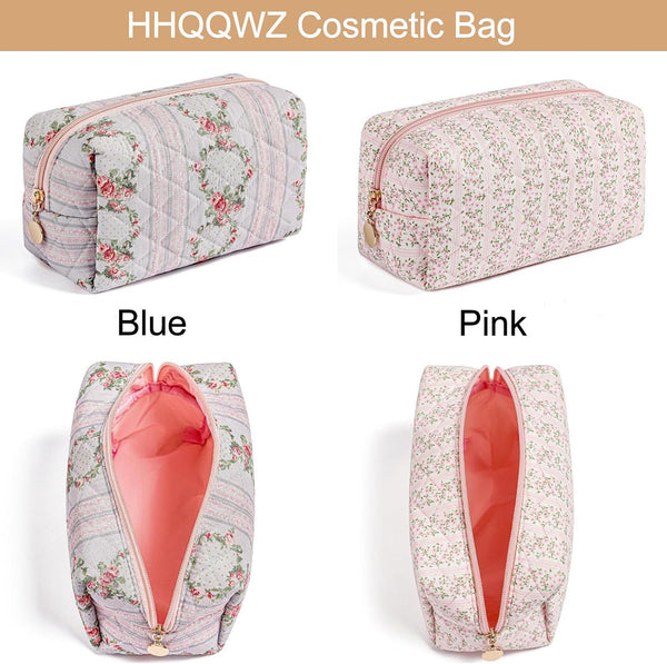 Makeup Bag Travel Cosmetic Bag for Women Girls, Zipper Make up Pouch, Floral Flowers Toiletry Organizer Makeup, Portable Storage Cosmetic Travel