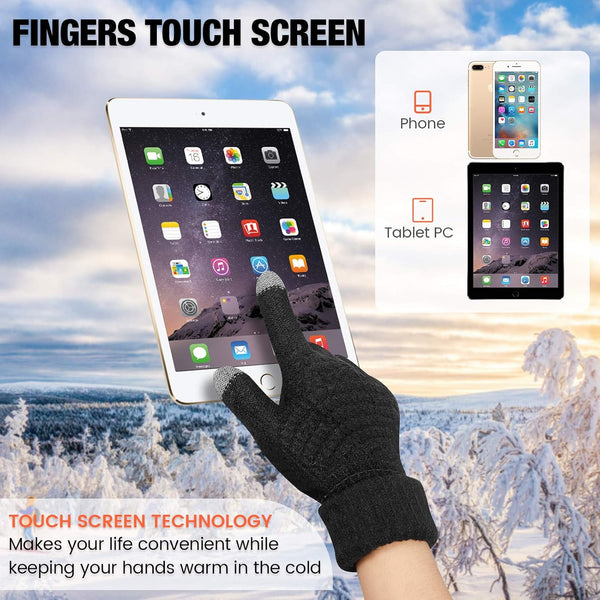 Geyoga Women's Winter Touch Screen Glove | 4 Pairs Soft Warm Fleece Lined Knit Elastic Cuff Texting Gloves Solid Black, Gray, Pink, Beige