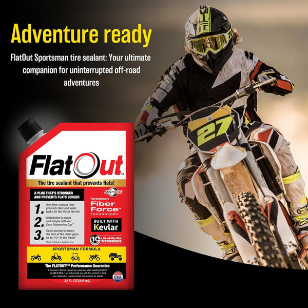 FlatOut Tire Sealant Sportsman Formula - Prevent Flat Tires, Seal Leaks, Contains Kevlar, 32-Ounce Bottle, 1-Pack… 1 Pack - 32 Fl Oz