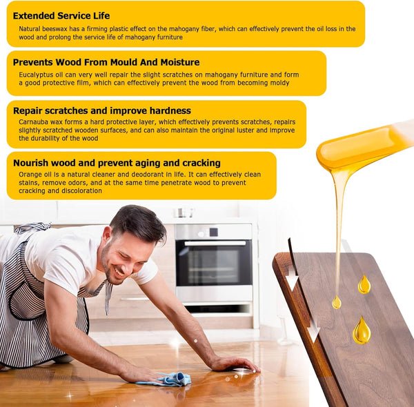 CARGEN Beeswax Furniture Polish, Wood Seasoning Beeswax for Furniture Wood Wax for Dining Table Floor Doors Chairs Cabinets to Protect and Care