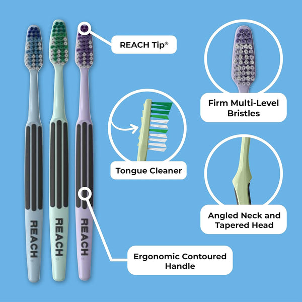 Reach Advanced Design Toothbrush, Firm Bristles, 7 Count Value Pack 7 Count (Pack of 1) Firm