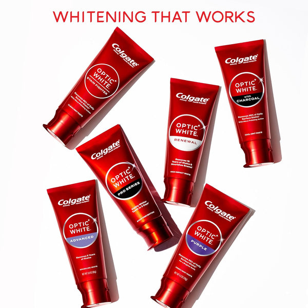 Colgate Optic White Stain Fighter Teeth Whitening Toothpaste, Anticavity Fluoride Toothpaste for Whitening Teeth, Helps Remove Daily Surface