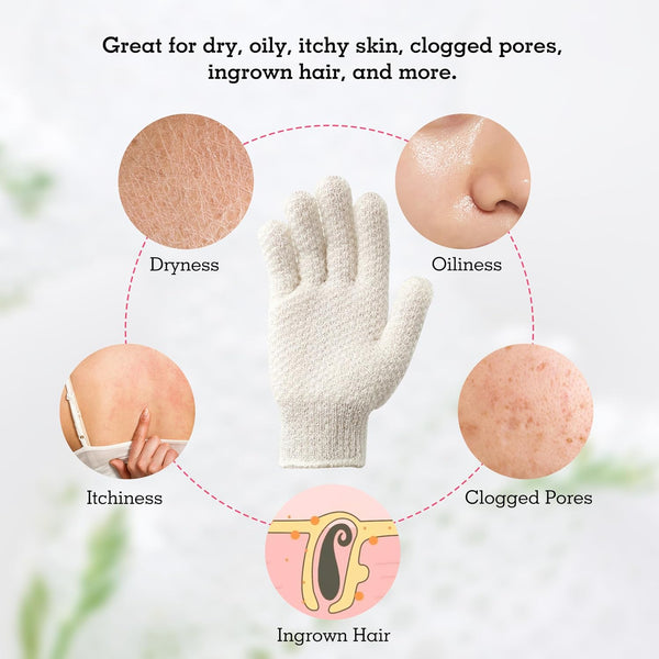 Evridwear Exfoliating Glove for Shower Bath, Body Wash Loofah Gloves Women | 100% Nylon, Thick, Hanging Loop, Exfoliate Dead Skin for Dry