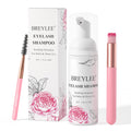 BREYLEE Eyelash Cleanser, Shampoo Foam & Brushes Eyelid Cleanser for Makeup Remover Paraben & Sulfate Free for Salon and Home Use(60Ml, 2 Fl Oz)