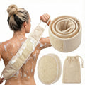 Natural Loofah Bath Set, Exfoliating Luffa Sponge Pads, Back Loofah Scrubber and Sisal Soap Bag. Bath Shower Loofah Sponges for Women and Men, for